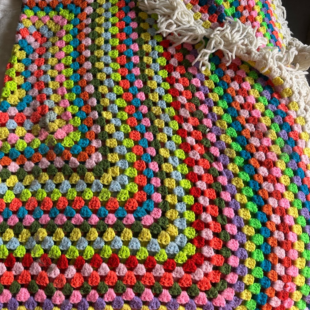 Colorful Crochet Granny Square Blanket